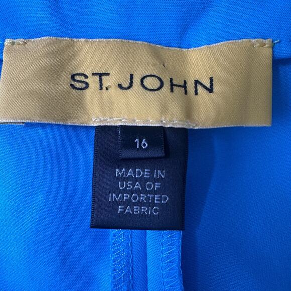 St John Pant Women’s 16 Blue Cotton Stretch Side Zip Wide-Leg Classic Ankle - Picture 5 of 10